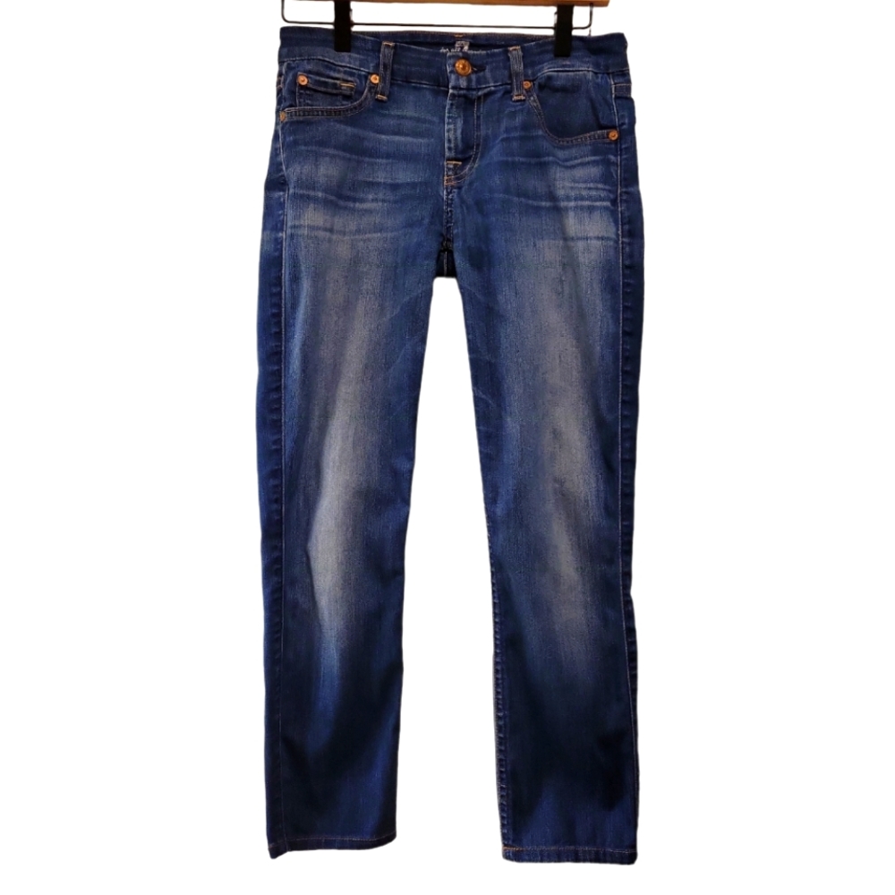 7 For All Mankind, Jeans, The Skinny, Dark Denim w/White Wash, Women's size 26